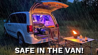 Solo Car Camping in Heavy Rain and Hail  Van Life Movie [upl. by Akkire]