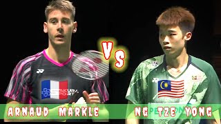 Badminton Ng Tze Yong MALAYSIA vs FRANCE Arnaud Markle Mens Singles [upl. by Euhsoj]