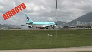 Korean Air 747 Takeoff Hong Kong Kai Tak [upl. by Nylegna6]