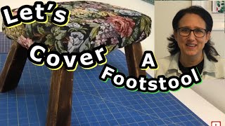 How to Cover a stool cushion  Easy drawstring method sewing tutorial  DIY Footstool cover [upl. by Obie942]