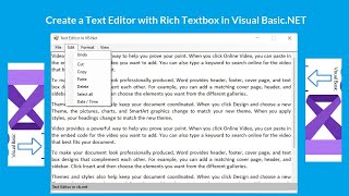 Create a Text Editor with Rich Textbox in Visual BasicNET [upl. by Rosner503]