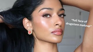 DRUGSTORE MAKEUP ROUTINE 🤍 natural glowy look for all skin tones brown girl friendly [upl. by Guerra]