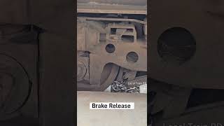 Release locomotive air brake and unlock wheels railway piston cylinder air shoe arm shorts [upl. by Marlene]