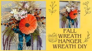 Easy Fall Wreath Tutorial using a Dollar Tree Wreath Hanger  Pumpkin Door Swag DIY Woodland Ruffle [upl. by Stretch]