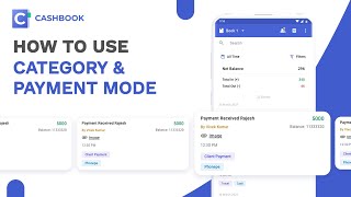 How to use category and Payment mode Feature  CashBook [upl. by Arrim297]