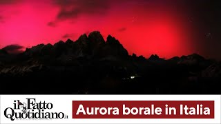 Aurora boreale sulle Dolomiti lo spettacolo del cielo ripreso dai rifugi [upl. by Nirad]