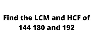 Find the LCM and HCF of 144 180 and 192 in Hindi  LCM HCF in Hindi  Maths By SK  Maths [upl. by Arukas]