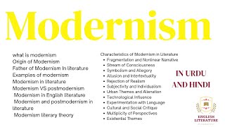 Modernism  Characteristics  Modernism Vs Postmodernism  Modernism in English Literature  PDF [upl. by Adamec149]