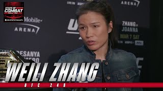 UFC 248 Weili Zhang says Joanna Jedrzejczyk’s fiveround experience comes from not having power [upl. by Htebazila]