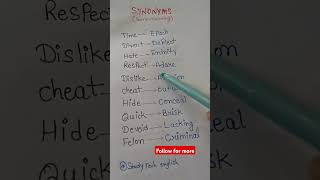 Synonymssame meaningenglishlearningyoutubeshort englishlanguagegrammarruleenglishtipssynonyms [upl. by Nnayr]