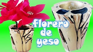 DIY  COMO HACER JARRON  FLORERO DE YESO  MANUALIDADES CON YESO  Elizabeth MC [upl. by Hepsoj561]