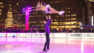 Olympic pair team Alexa Knierim amp Brandon Frazier skate to TransSiberian Orchestra in Bryant Park [upl. by Potash995]