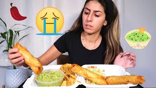 MEXICAN FOOD MUKBANG Crispy Chicken Flautas chips and guacacmole [upl. by Allister]