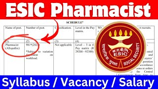 Pharmacist Vacancy 2024  Recruitment for Pharmacist at ESIC 981 post  Pharma Job 2024 drxmentor [upl. by Luckett110]