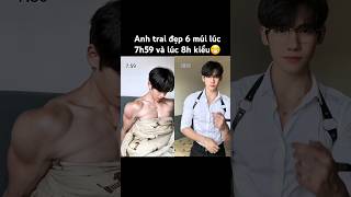 Anh trai đẹp 6 múi lúc 7h59 và lúc 8h kiểu handsome muscle short boy xuhuong traidep mêtrai [upl. by Annai]