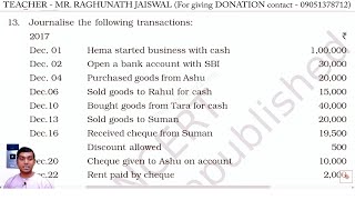 Journalise the following transactions  Journal entry sums 13  Journal entry solved problem 13 [upl. by Tray]