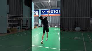 Badminton backcourt forehand technique practice🏸😉👍badminton sports [upl. by Usanis]