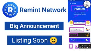 Remint Network Big Announcement  Listing Soon ☺️  September 24 [upl. by Nylkcaj394]