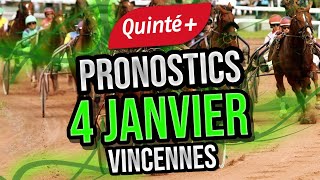 Pronostics Quinté  Jeudi 4 Janvier 2024  Vincennes  PRIX DE LIMOURS [upl. by Stearn661]