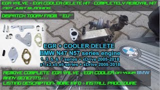 BMW N47 N57 EGR VALVE  EGR COOLER DELETE KIT  COMPLETE [upl. by Eisoj]