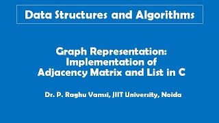 25B Graph Representation  Adjacency Matrix and Adjacency List implementation in C [upl. by Lucio629]