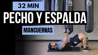 Rutina pecho y espalda con mancuernas en casa 🔥 30 minutos sin repetir ejercicios [upl. by Heyes]