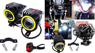 Mini Faróis Milha Led Moto Universal Iluminação Luz LED U7 Alta Potência como ligar e usa JPMINIU7 [upl. by Anilosi]