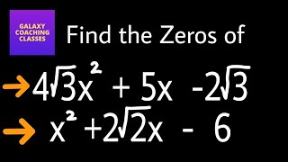 Find the zeros of the polynomial l having root in the polynomial l splitting the middle term [upl. by Vezza]