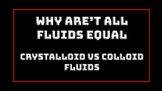 Different types of IV fluids  Crystalloid vs Colloid [upl. by Legnalos838]