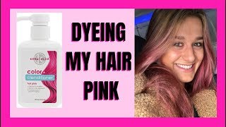 DYEING MY HAIR PINK KERACOLOR CLENDITIONER [upl. by Marley949]