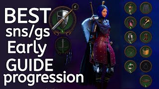 Throne and Liberty Best snsgs early progression guide Part 1Best green weapons armor skills [upl. by Lehsar762]