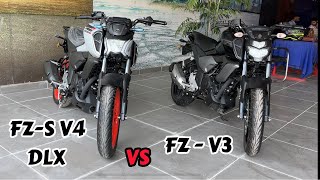 Yamaha FZS V4 DLX vs FZ V3 Comparison which is better for you [upl. by Barny]