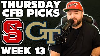 Thursday CFB Picks amp Predictions Week 13  College Football Picks With Kyle Kirms [upl. by Atsirhcal]