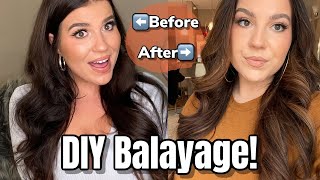 At Home DIY Balayage  highlights on dark hair [upl. by Ahsilif780]