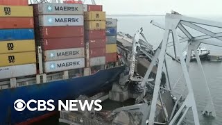 New video shows aftermath of Baltimore bridge collapse [upl. by Lissak]