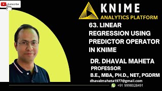 63 Linear Regression Using Predictor Operator in KNIME  Dr Dhaval Maheta [upl. by Maharg]