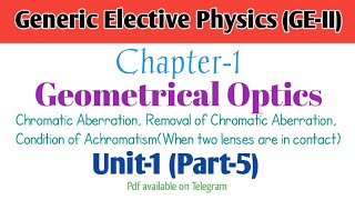 GEII Physics  Geometrical Optics  Chapter1 Part5  Chromatic Aberration  Important Topics [upl. by Annazus]