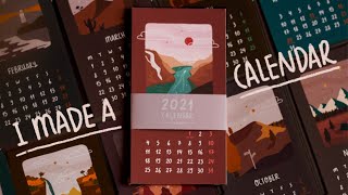 making 2021 calendar from the scratch with my illustrations 📅 [upl. by Ynafetse]