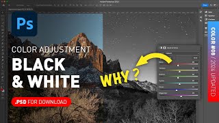 Black amp White Adjustment Layer  PSD File Demonstrated Photoshop Color for Beginners [upl. by Augustine]