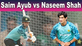 Naseem Shah Bowling to Saim Ayub during Shaheen Practice Session in Islamabad [upl. by Zilla647]