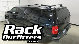 GMC Sierra Camper Shell Topper with Rhino Rack RTC16 Tracks and RLT600 Vortex Roof Rack Cross Bars [upl. by Ennoval]