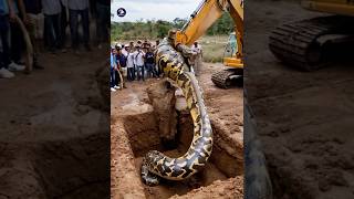 Exscavator Srike a Gaint Python GiantPythonEncounter snakeunexspecteddiscoverywildlife [upl. by High]