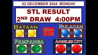 STL 2ND Draw 4PM Result STL Bataan Bulacan Pampanga Angeles 02 December 2024 MONDAY [upl. by Yrebmik]