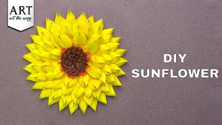 How to Make Paper Sunflower  Flower Making With Paper  Sunflower  Wall Decor  Paper Crafts [upl. by Omiseno]