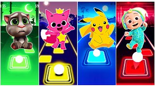 My Talking Tom 🆚 Pinkfong 🆚 Pikachu 🆚 CocoMelon 🎶Tiles Hop EDM Rush [upl. by Innig]