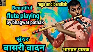 Playing the flutebansuri vadanबासरी वादनभागवत पाठकIndian classical flautistbhagwat pathak4k [upl. by Nivonod322]