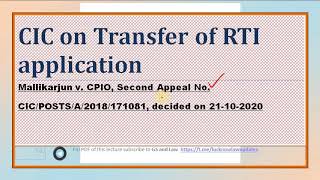 CIC on Transfer of RTI Application in HINDI by GS and Law [upl. by Kcorb211]