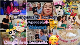 Compras en bodega Aurrera y Walmart 💞🩵 Cumple de mi hermanita 🩷💕 mini blog de varios días 💜🩵💛 [upl. by Honebein]