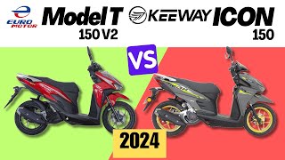 Euro Motor Model T 150 ver 2 vs Keeway Icon 150  Side by Side Comparison  Specs and Price  2024 [upl. by Retswerb]