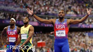 Noah Lyles wins 100m in a PHOTO FINISH you have to see to believe  Paris Olympics  NBC Sports [upl. by Bran4]